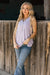Sleeveless Waffle Top With Button Top in Lilac Mist
