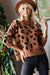 Leopard Crew Neck Sweater in Black & Camel