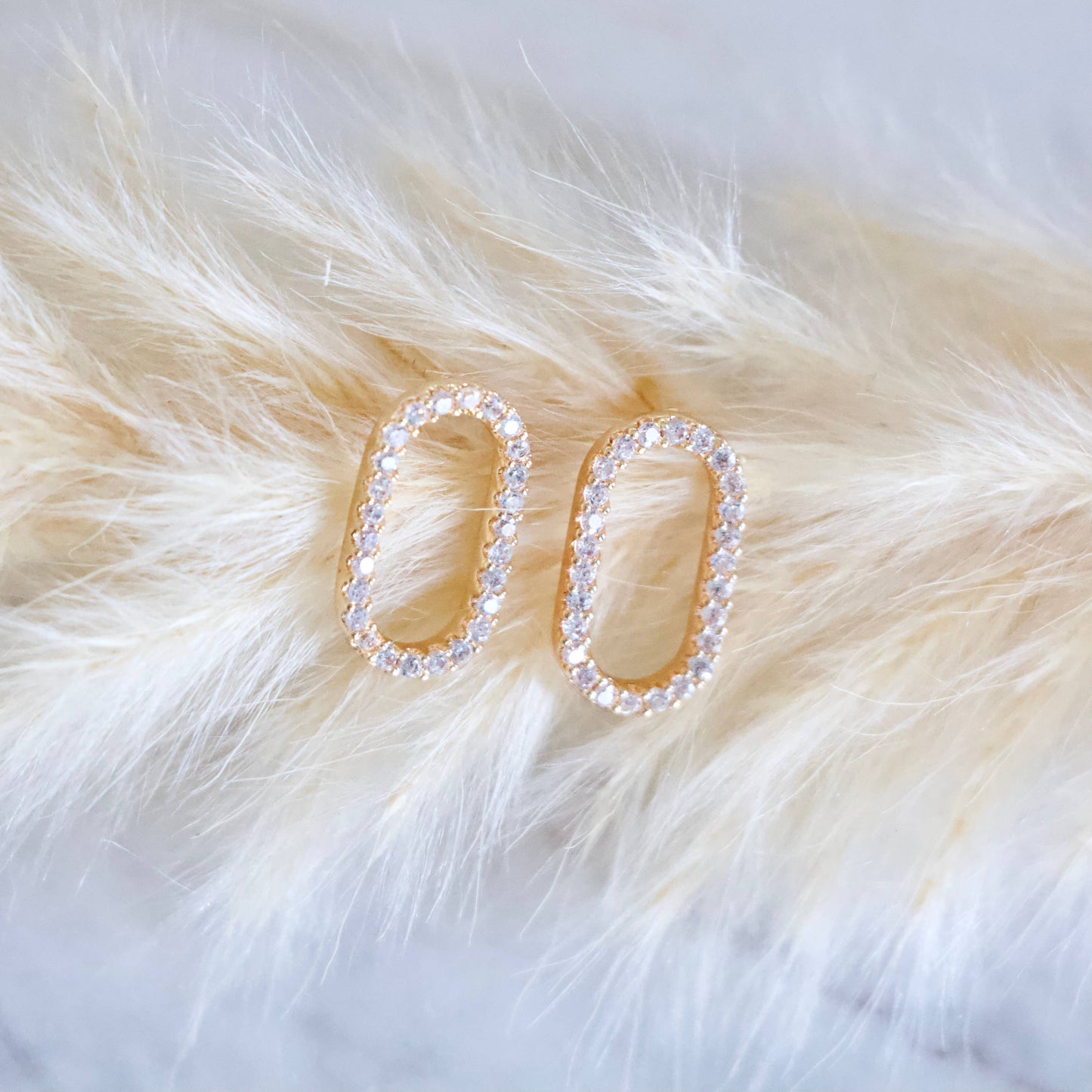 CZ Oval Stud Earring