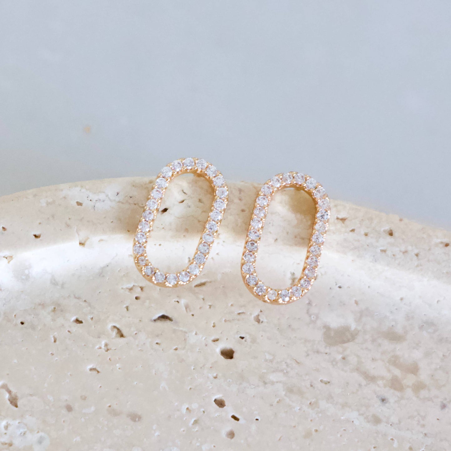 CZ Oval Stud Earring