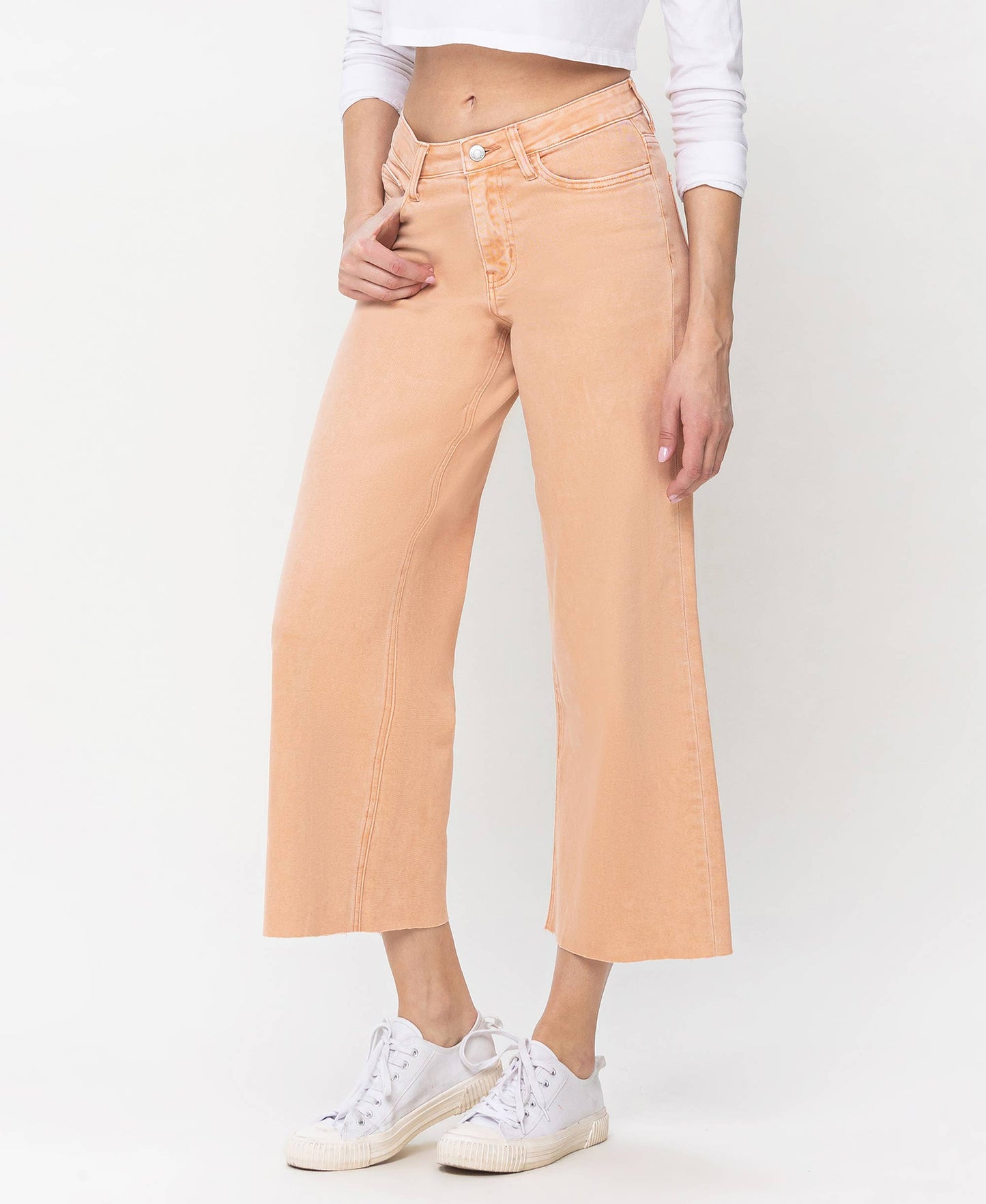 High Rise Wide Leg Denim in Soft Sand by Vervet