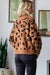 Leopard Crew Neck Sweater in Black & Camel