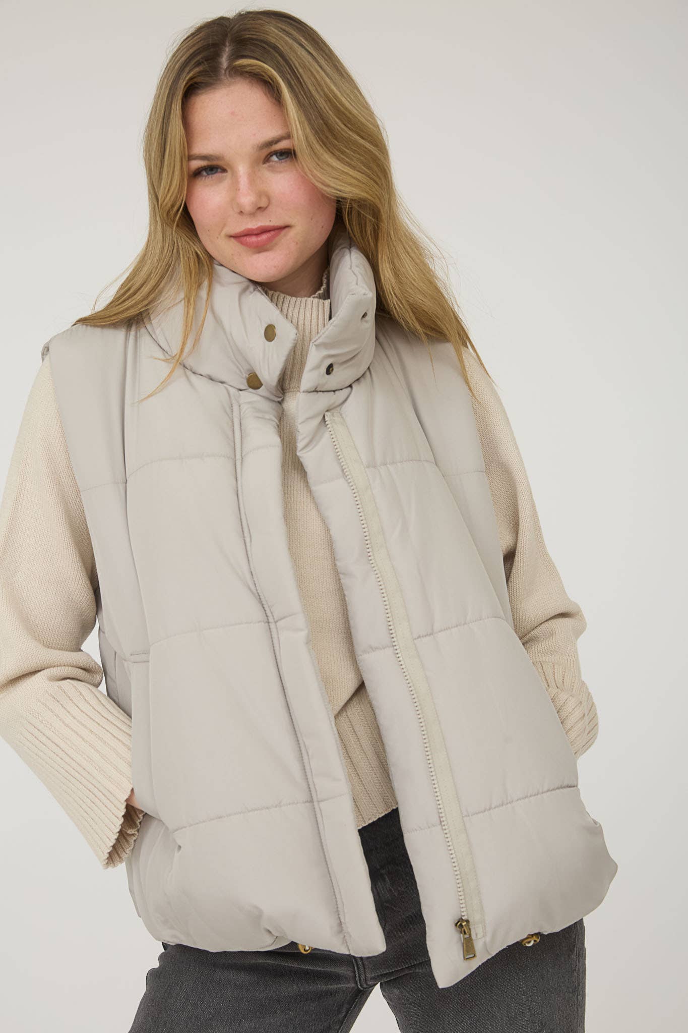 Solid Zip Up Puffer Vest in Multiple Colors