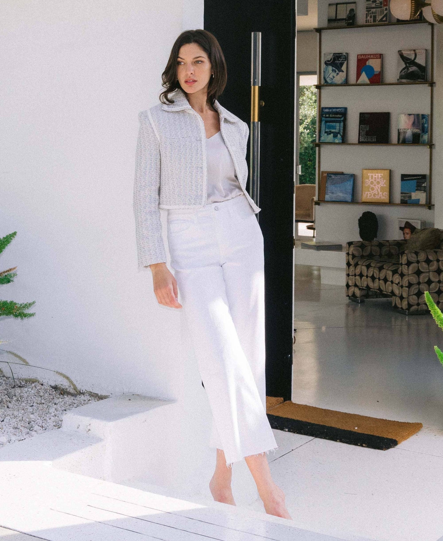 High Rise Wide Leg Denim in Optic White by Vervet