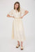 Embroidered Eyelet Belted Mid Dress in Champaign Ivory