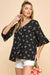 Floral Button Top in Black