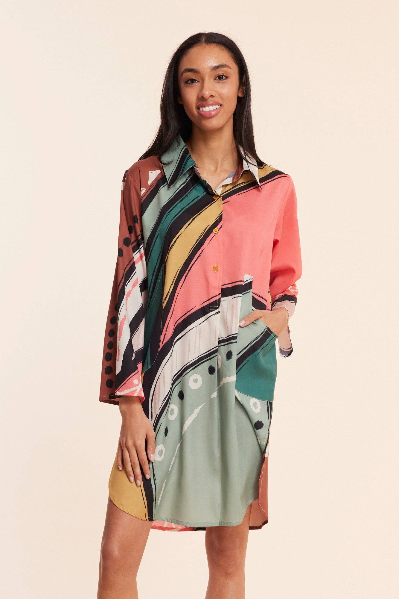 Gabriella Abstract Multicolor Dress by Moda Posa