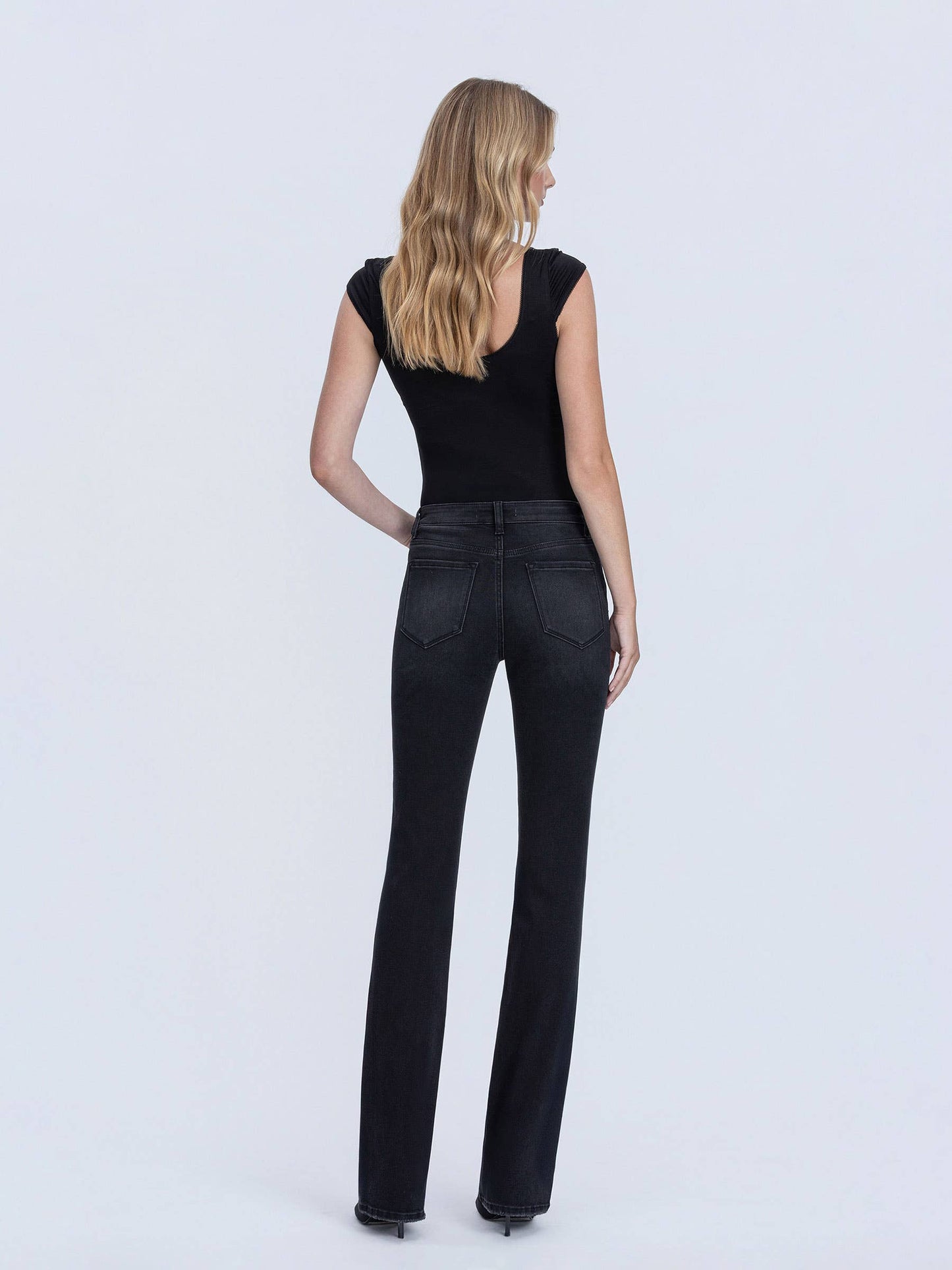 High Rise Full Length Bootcut Denim in Black
