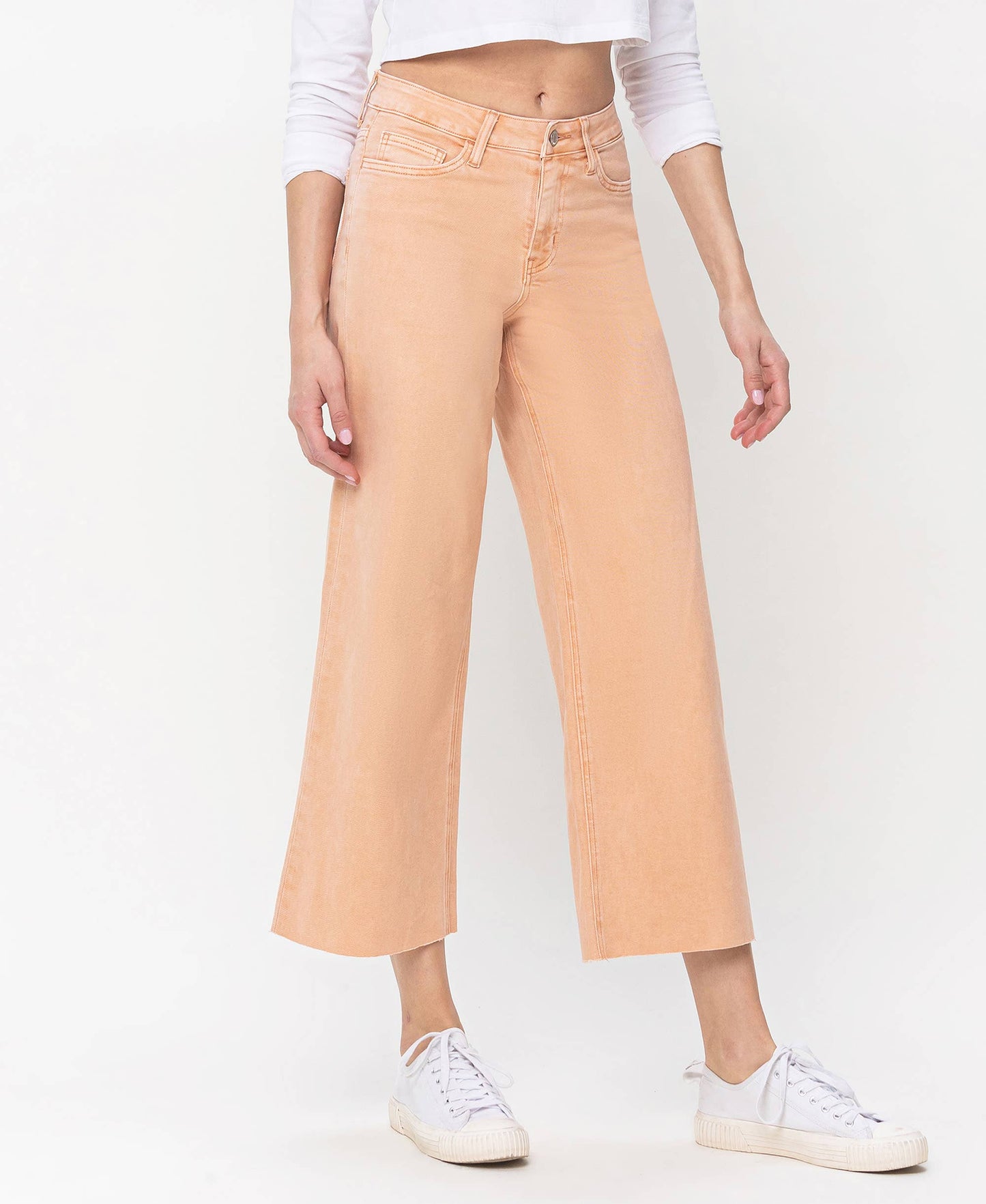 High Rise Wide Leg Denim in Soft Sand by Vervet