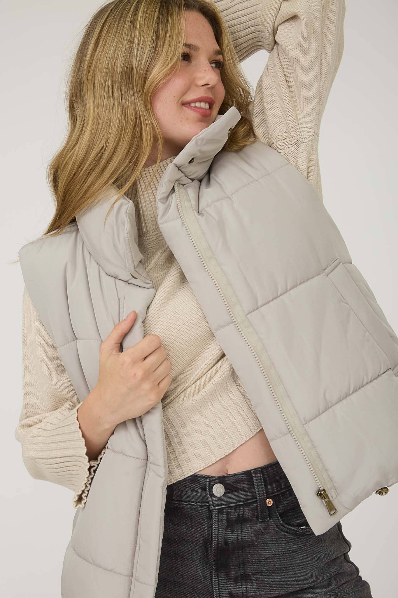 Solid Zip Up Puffer Vest in Multiple Colors
