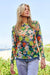 Flower Printed Mesh Blouse