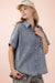 Mineral Washed Chambray Oversized Shirt Top in Indigo