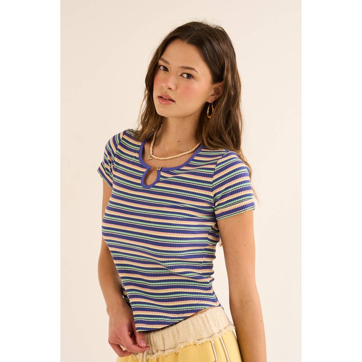 Vibrant Striped Knit Top in Red & Blue