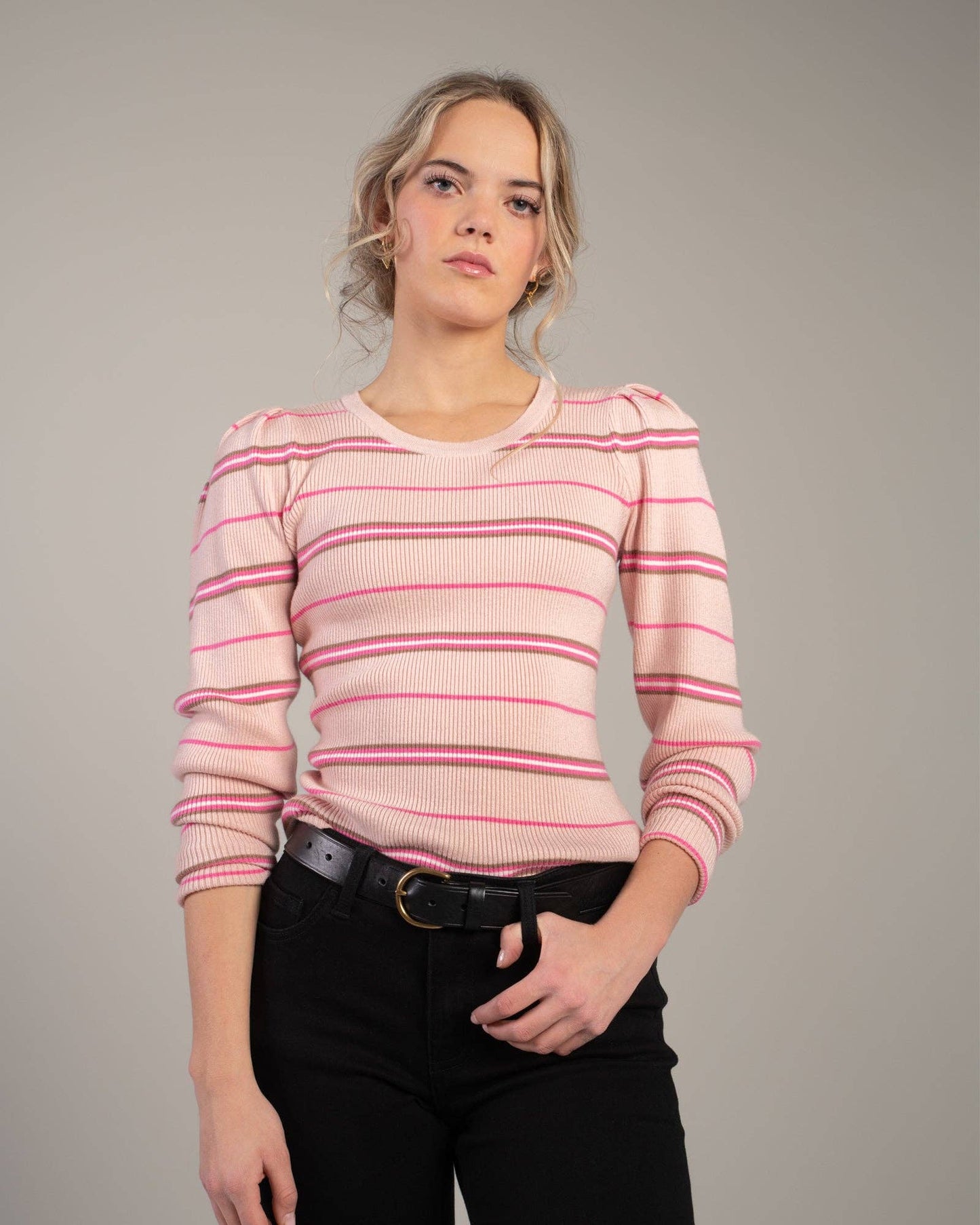 Sweet Stripes Top in Blush Pink