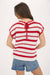Stripe Scallop Crochet Sweater in Red