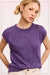Loose Fit Sleeveless Ribbed Knit Crew Neck Top in Taro Purple