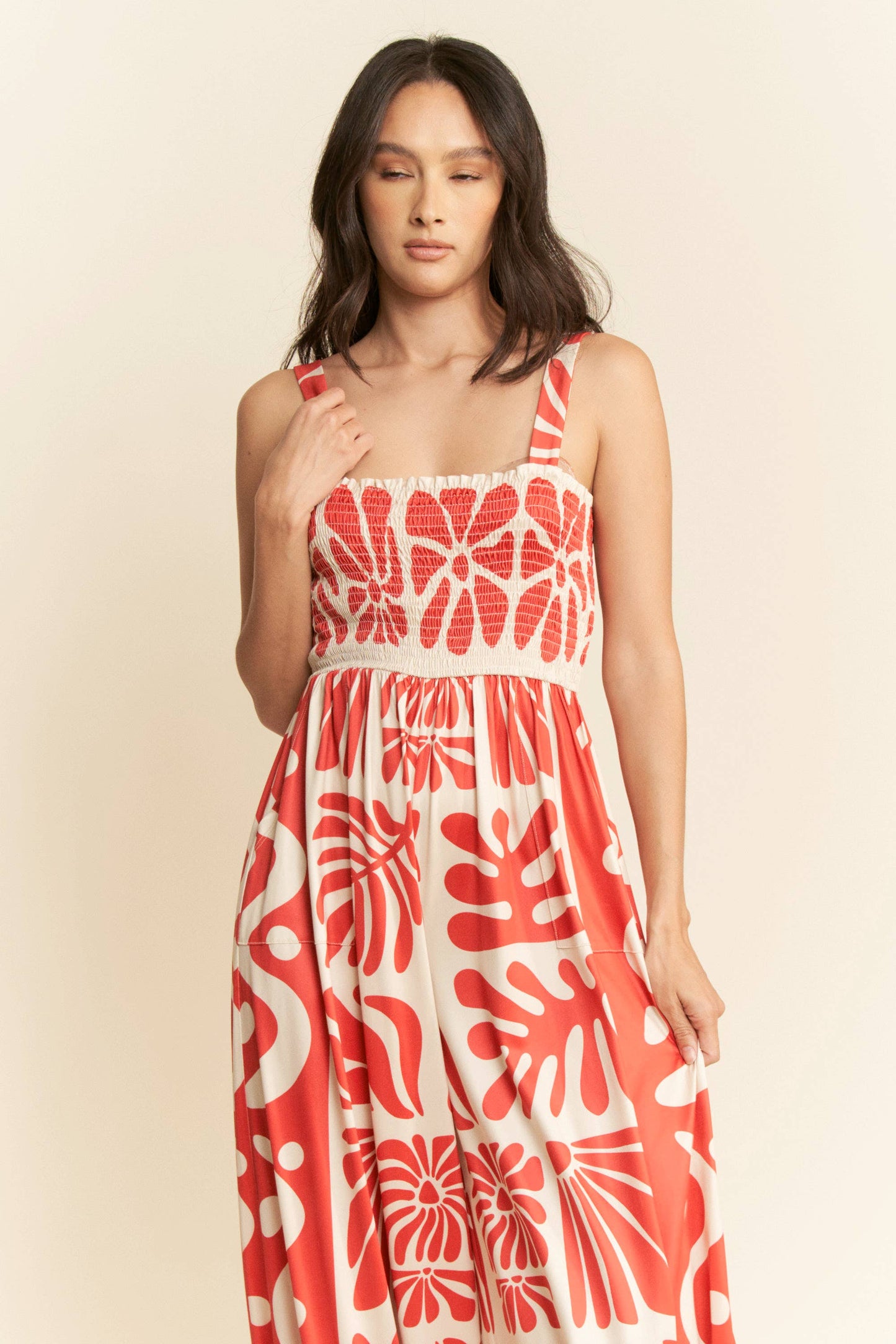 Retro Geo Floral Knit Jumpsuit