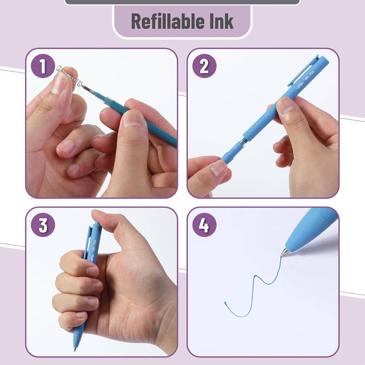 12 Pack Dark Vintage Retractable Gel Pens, 0.7mm Fine Tip