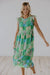 Floral Patchwork Cap Sleeve Dress in Green