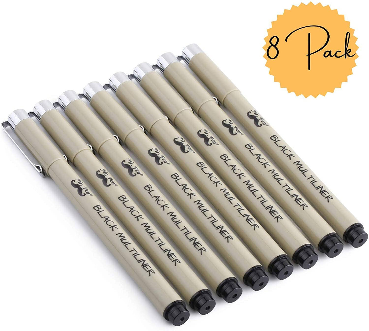 Mr. Pen Black Multiliner Drawing Pens - 8 Pack