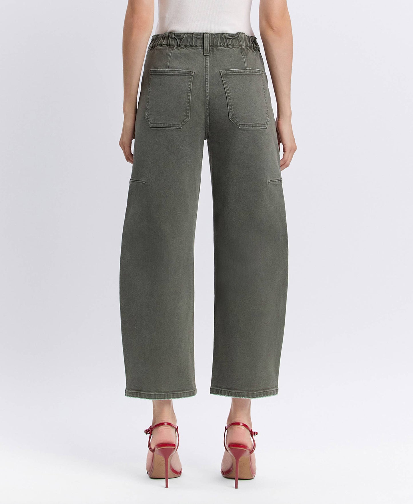 Super High Rise Elastic Waistband Barrel Jeans by Flying Monkey