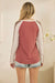 Thermal Knit Button Front Henley Pullover in Marsala