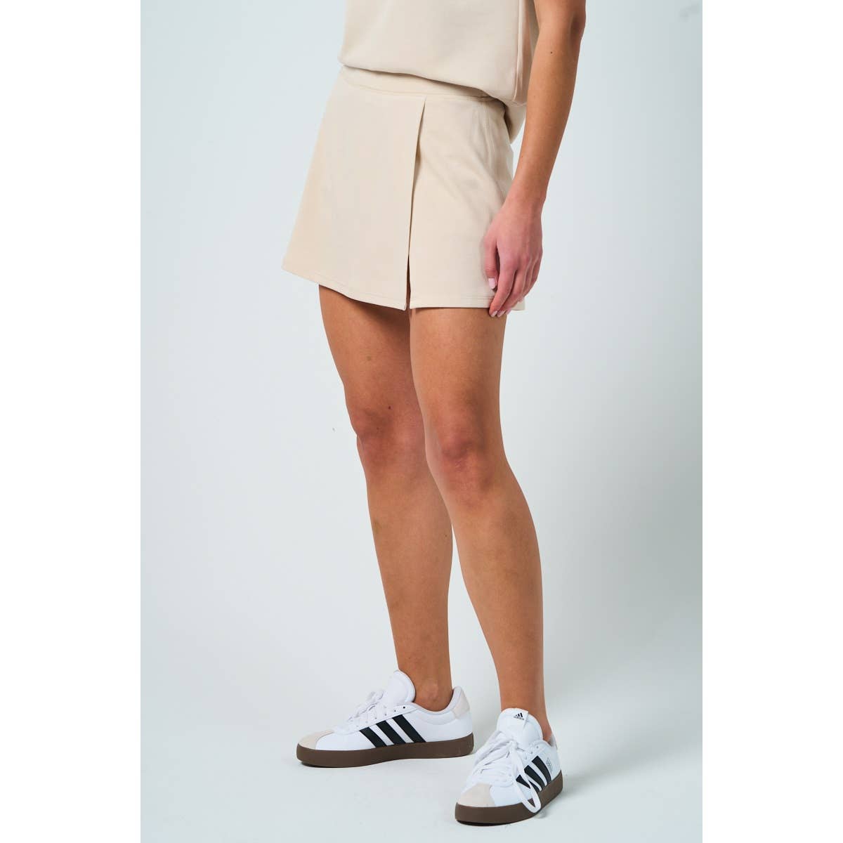 Soft Side Slit Skirt in Beige