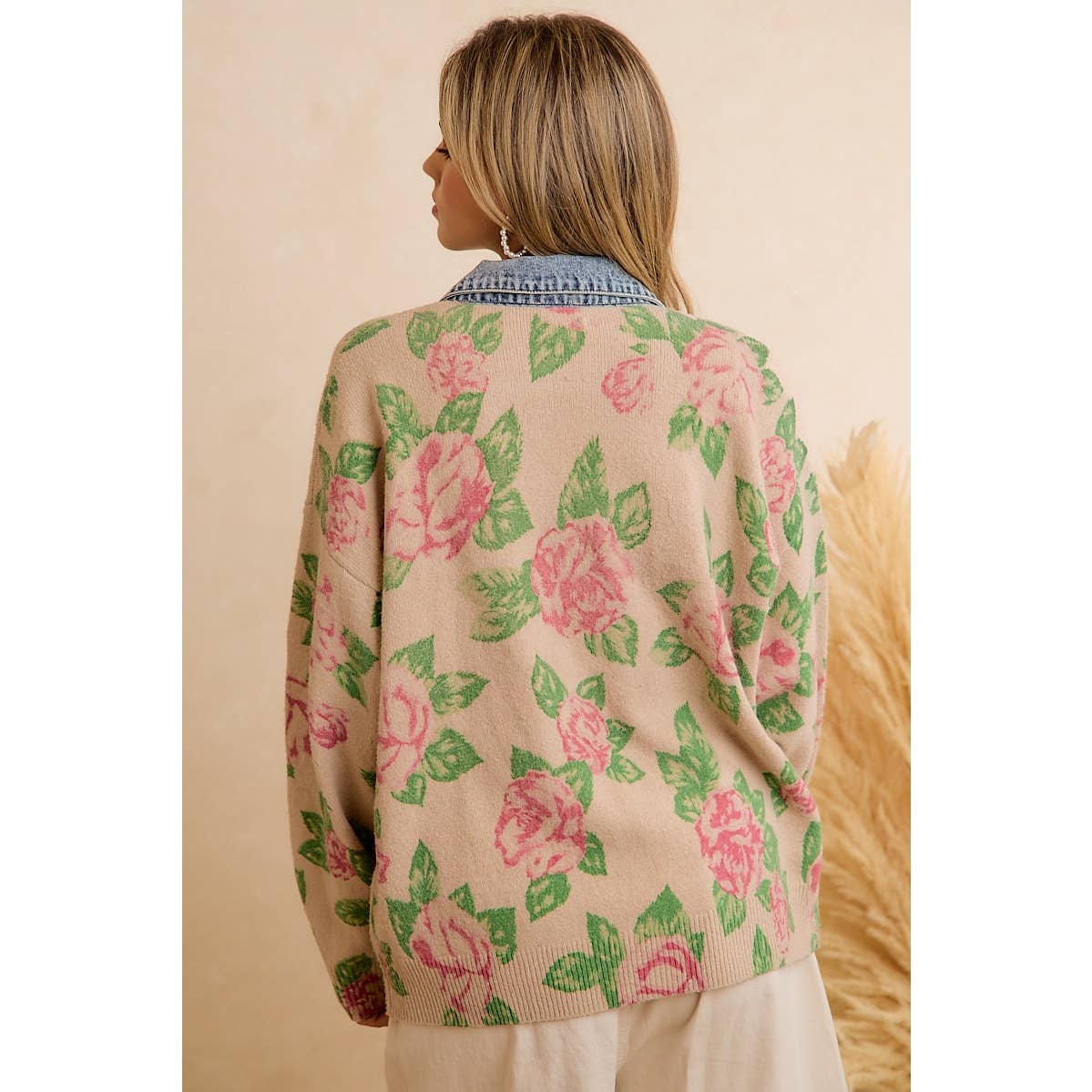 Floral Knit Denim Combo Shacket