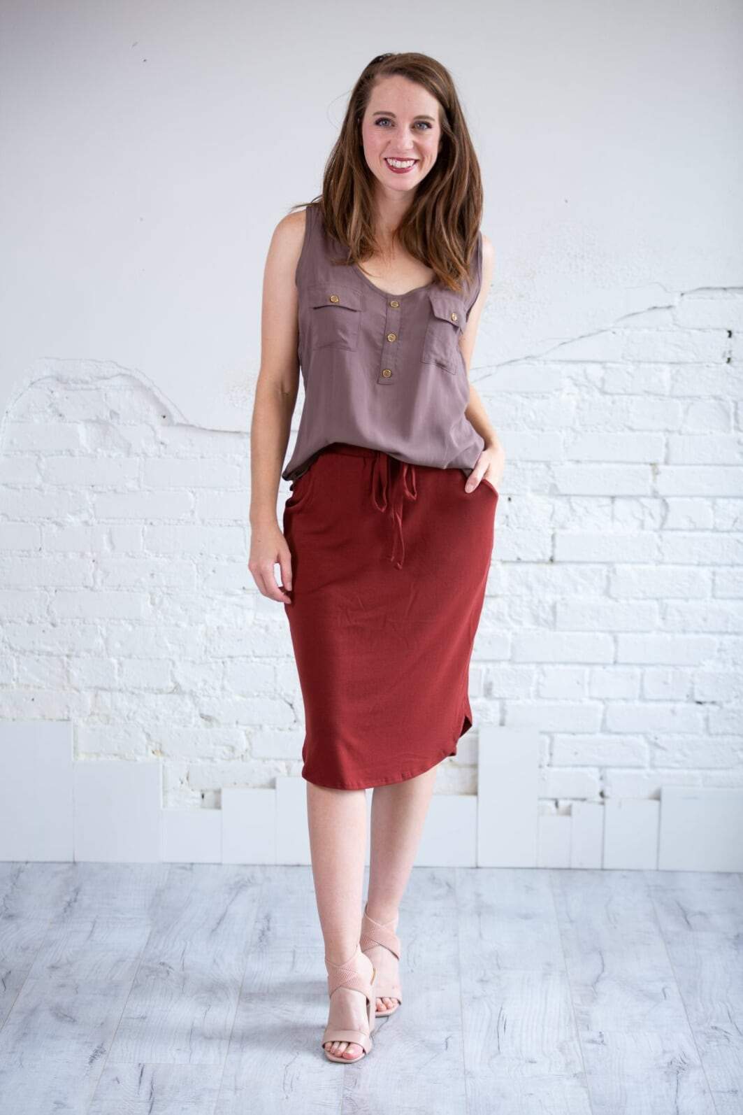 Zenana skirt Tulip Hem Skirt W/ Pockets
