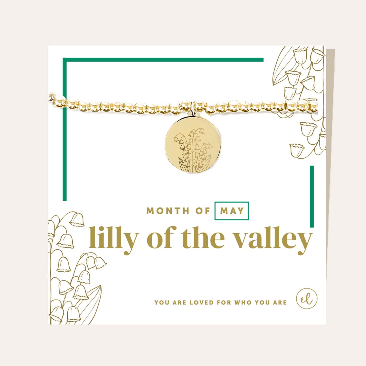 Birth Flower Charm Bracelet - gold