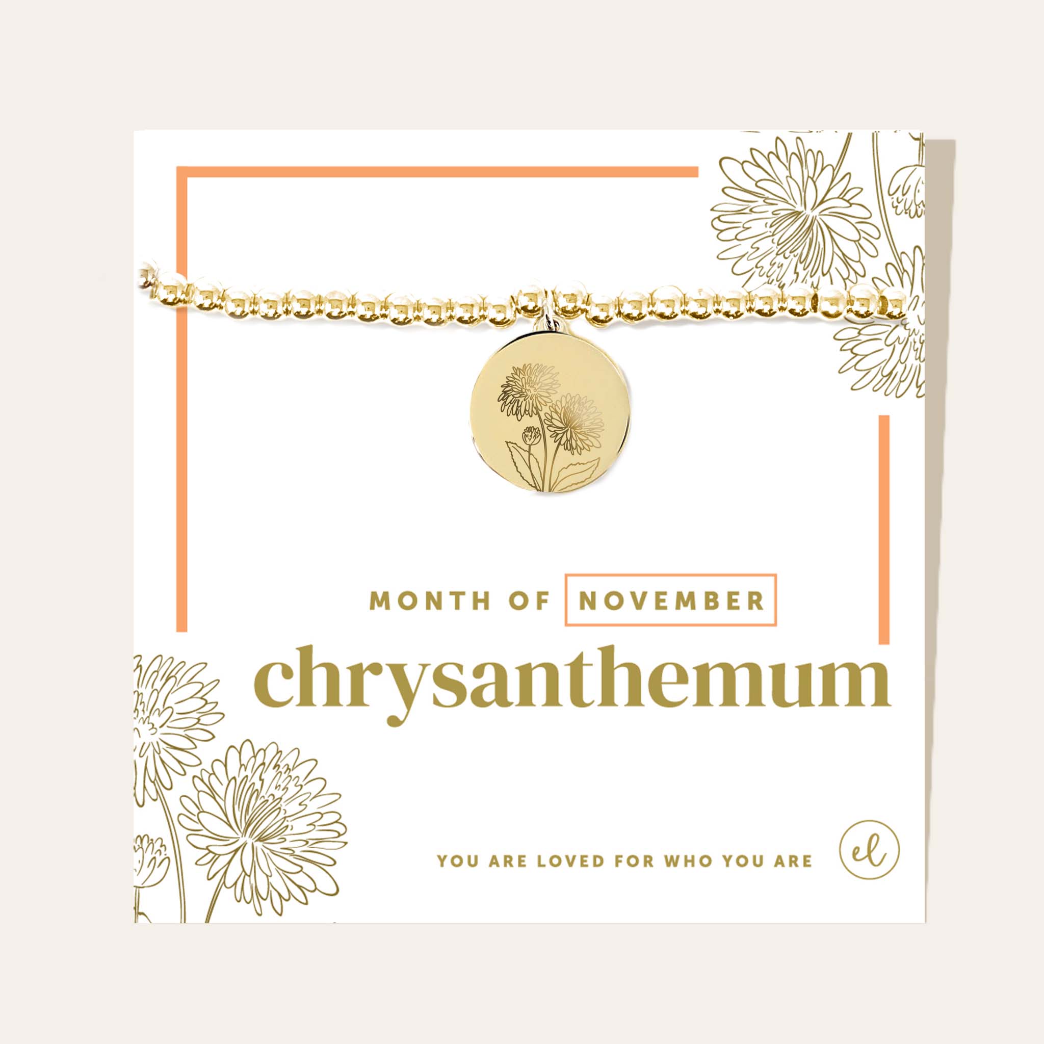 Birth Flower Charm Bracelet - gold