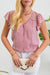 Eyelet Woven Blouse with Cap Sleeve in Dusty Pink
