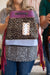 Zelah Leather and Hair on Hide Bucket Crossbody in Black Speckled + Orange & Purple