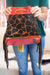 Zelah Leather and Hair on Hide Bucket Crossbody in Giraffe + Orange & Yellow