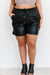 Make it Happen Faux Leather Paper Bag Shorts in Black Crocodile (GHG-S)