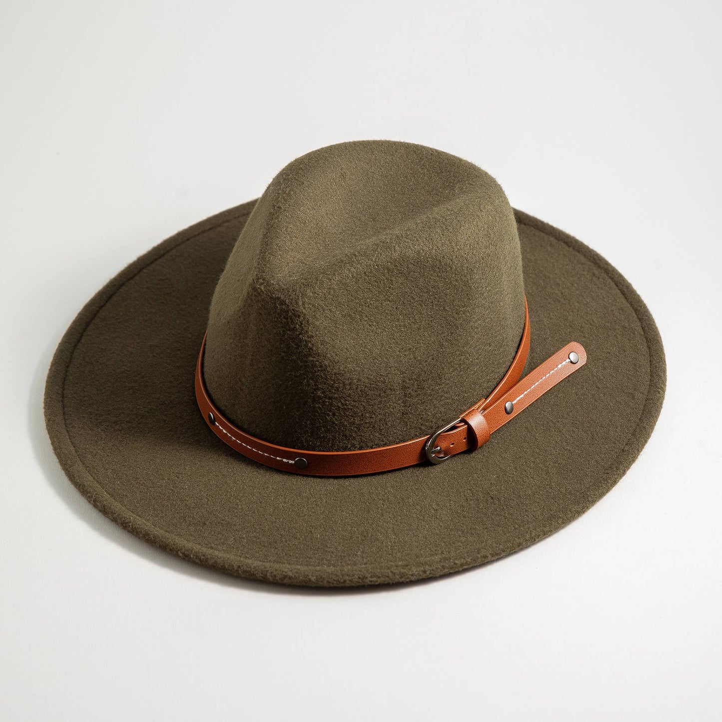 Avenue Zoe Boho Faux Wool Felt Panama Hat with leather Strap