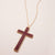 avenue Zoe Necklace Dark Leather Cross Pendant Long Necklace