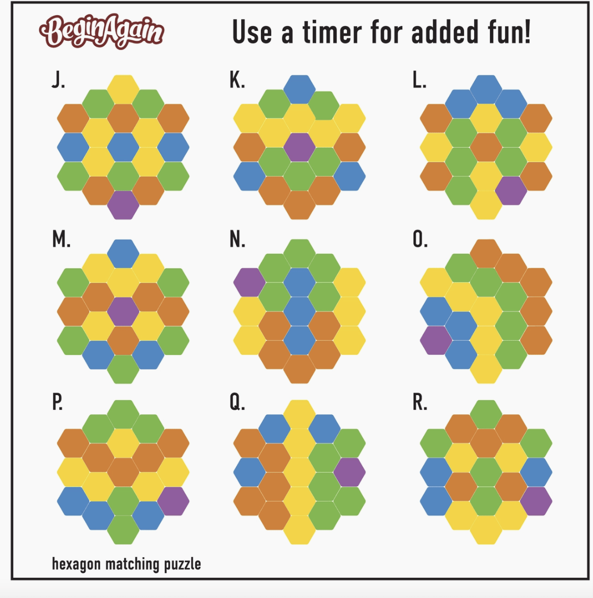 BeginAgain Toys Hexagon Matching Game - New for 2021!