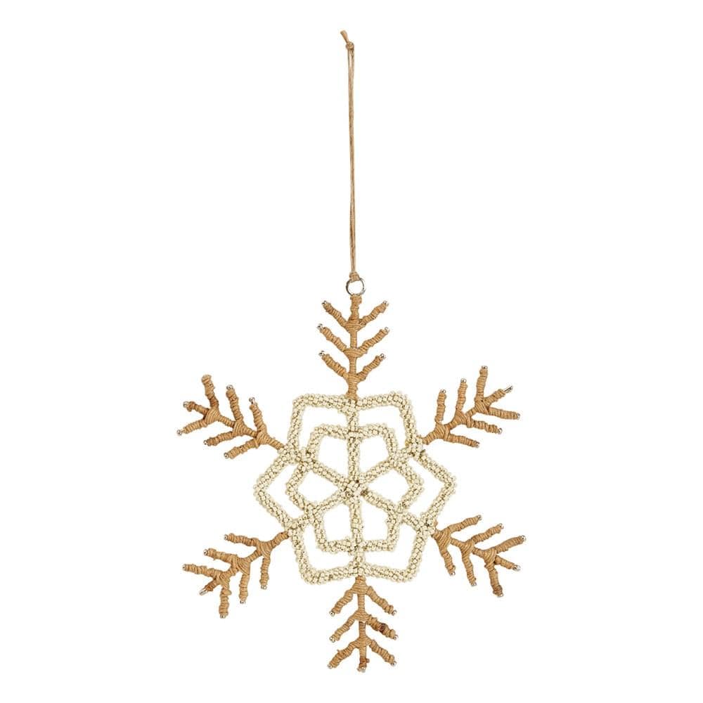 Creative Coop Christmas XMAS Jute and Bead Snowflake Ornament