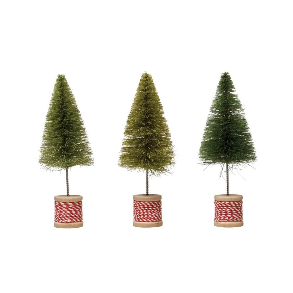 Creative Coop Christmas XMAS - Trio of Bottle Brush Trees (Set of 3)