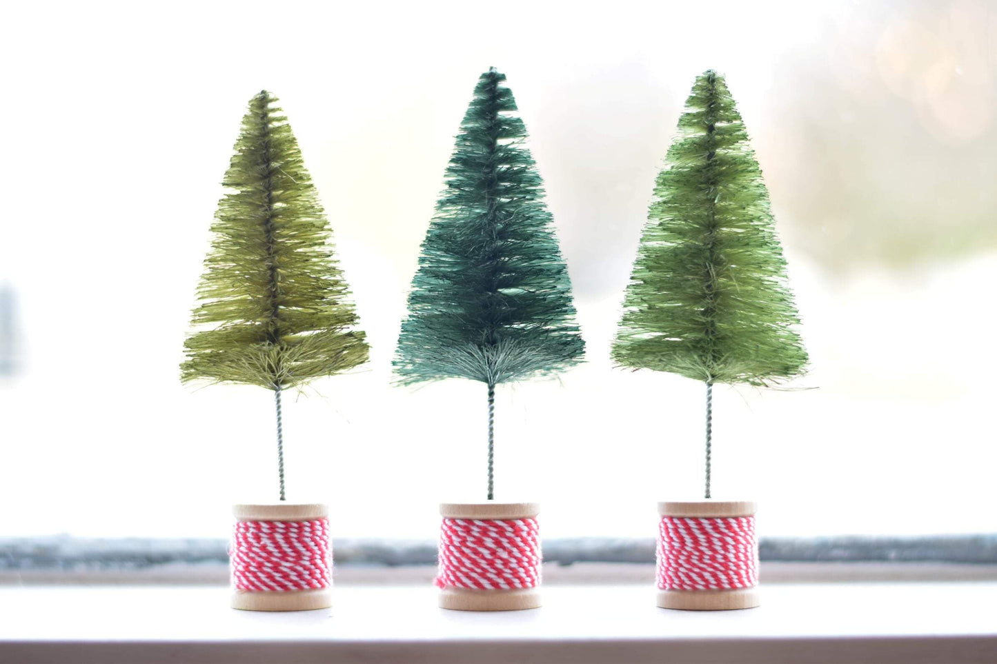 Creative Coop Christmas XMAS - Trio of Bottle Brush Trees (Set of 3)