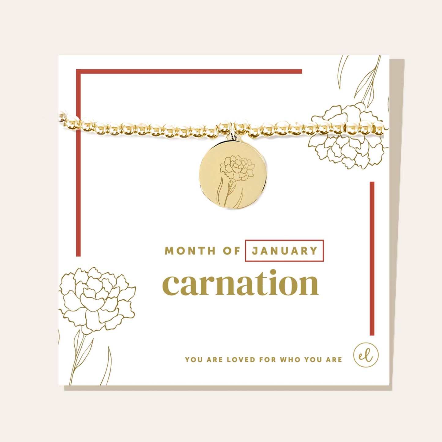 Birth Flower Charm Bracelet - gold