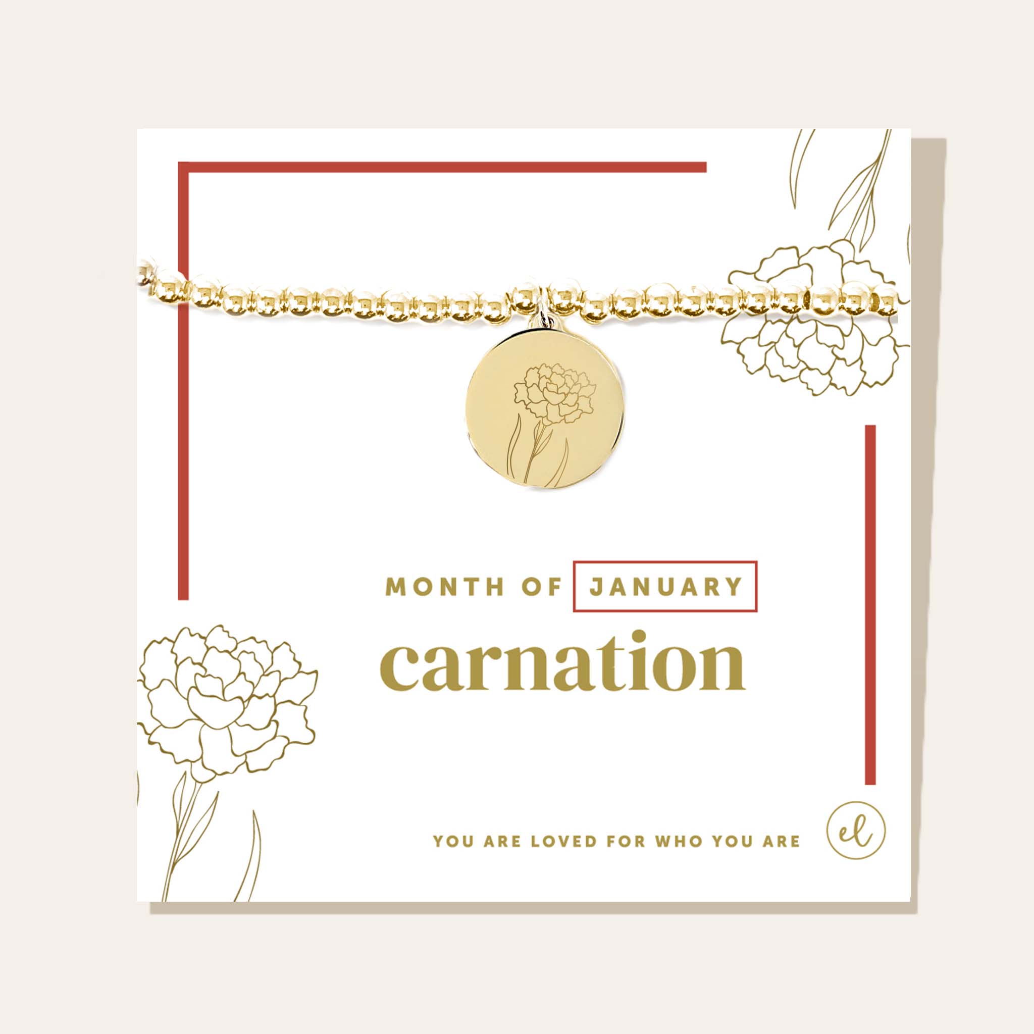 Birth Flower Charm Bracelet - gold