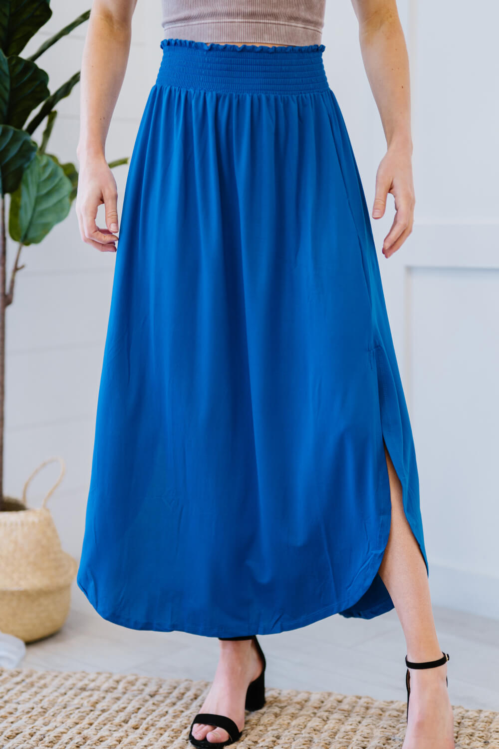 Hanley Midi Skirt - Blue & Camel (GHG-S-BLUE)