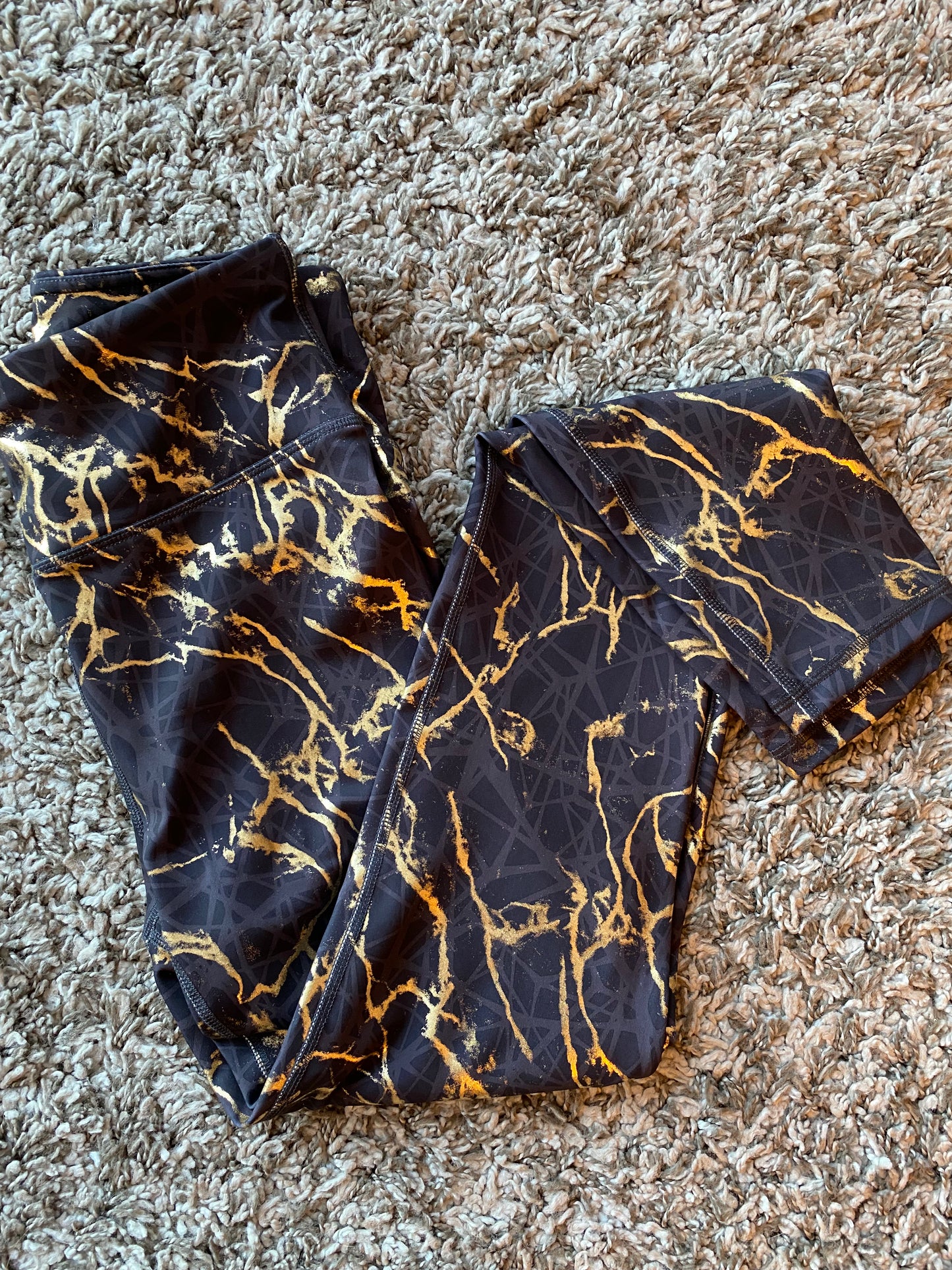 Gold Marble Swirl Mono B 4 Way Stretch Leggings