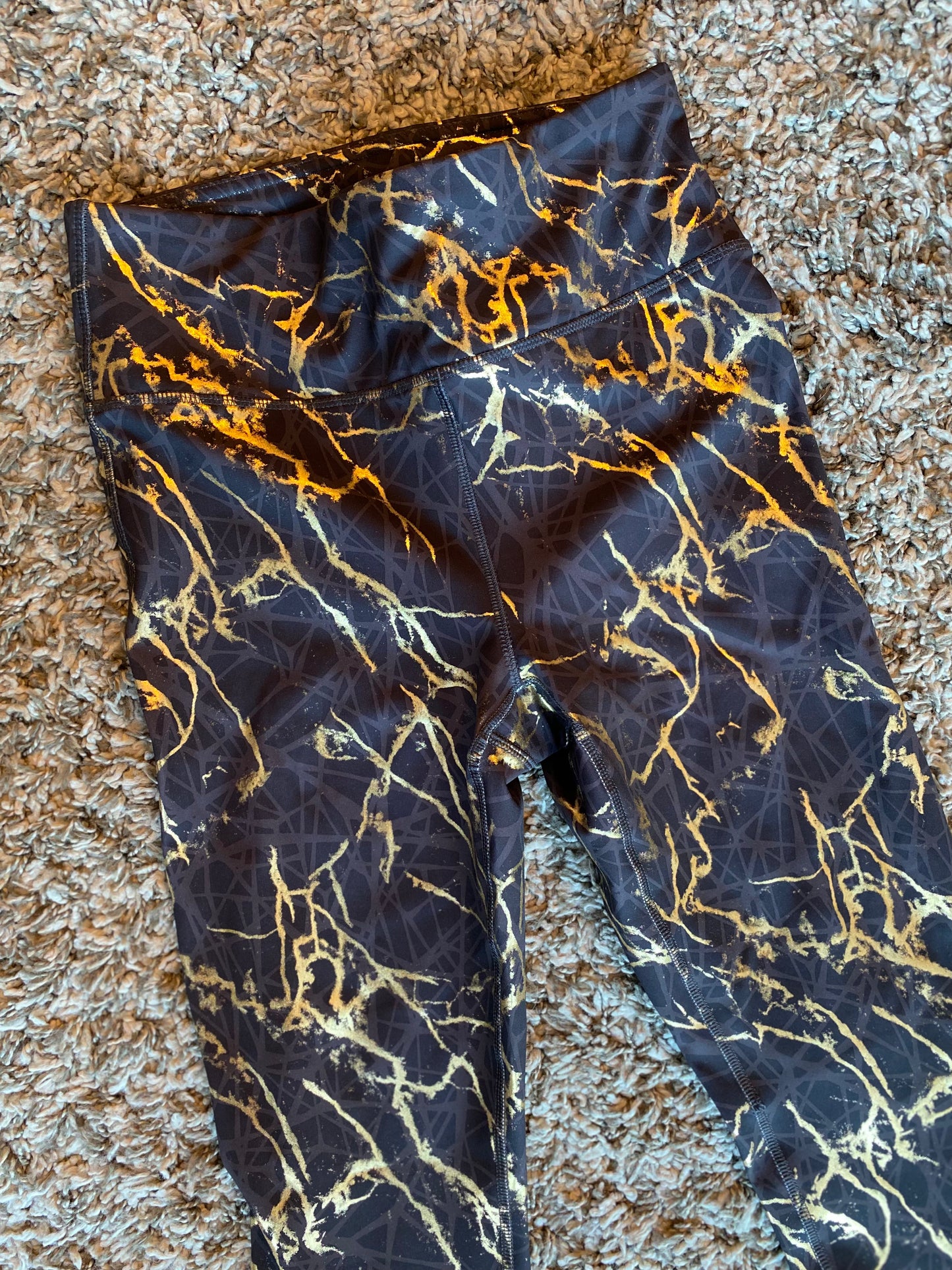 Gold Marble Swirl Mono B 4 Way Stretch Leggings