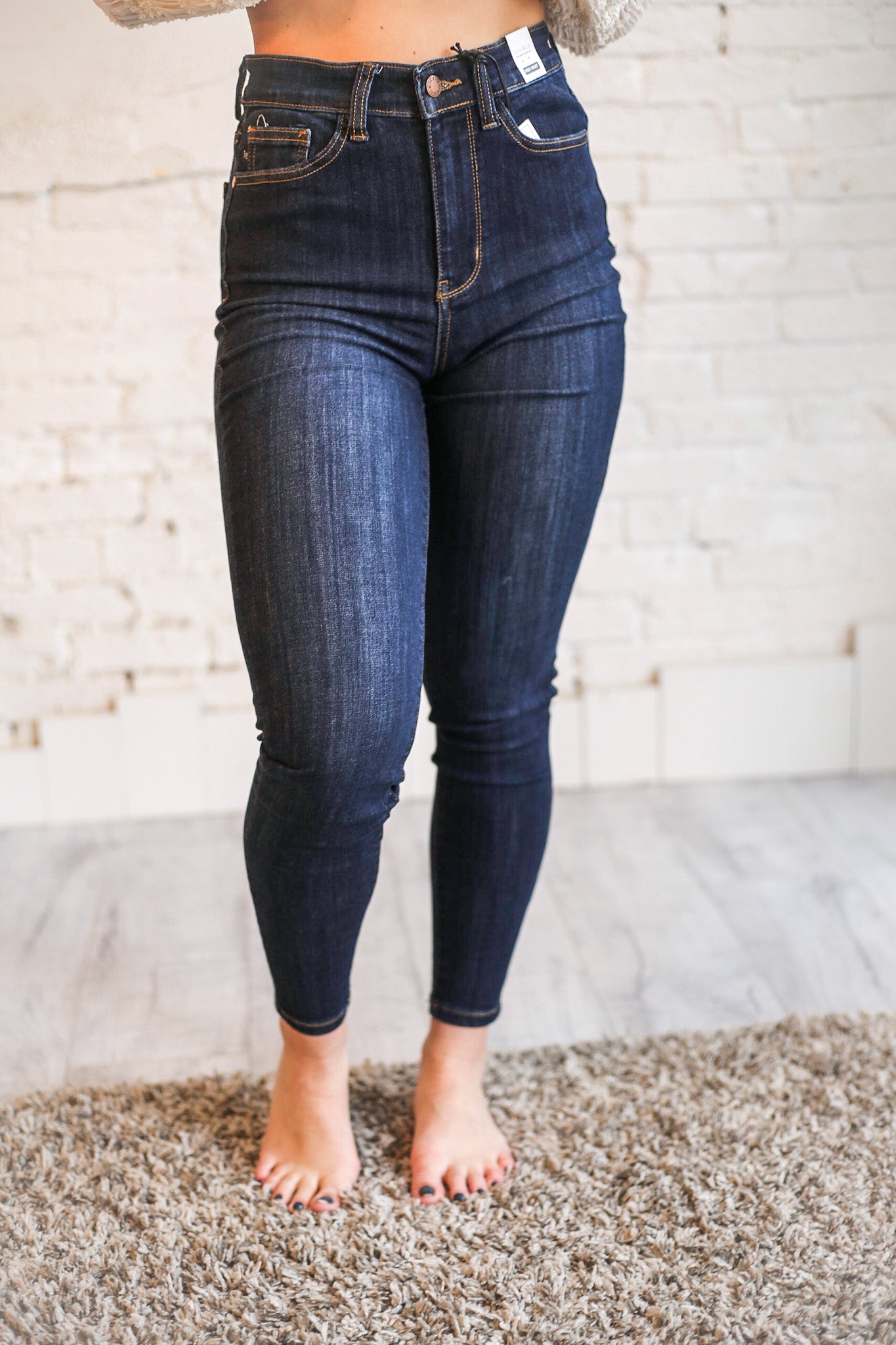 Make Me Stronger Navy Yoke Seam Skinny Judy Blue Jean