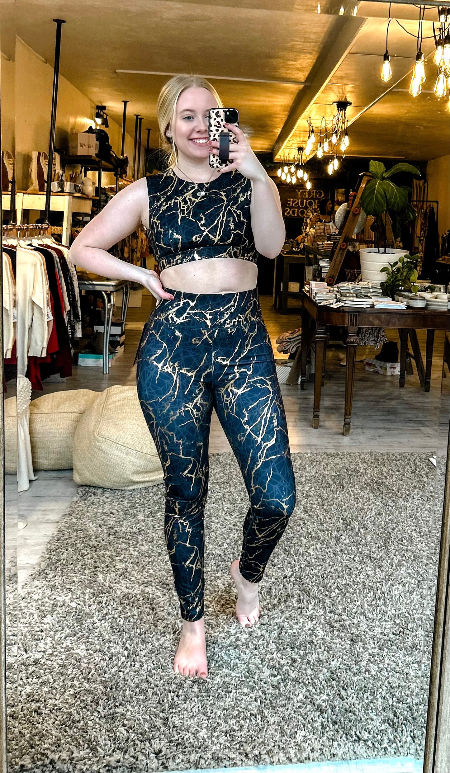 Gold Marble Swirl Mono B 4 Way Stretch Leggings