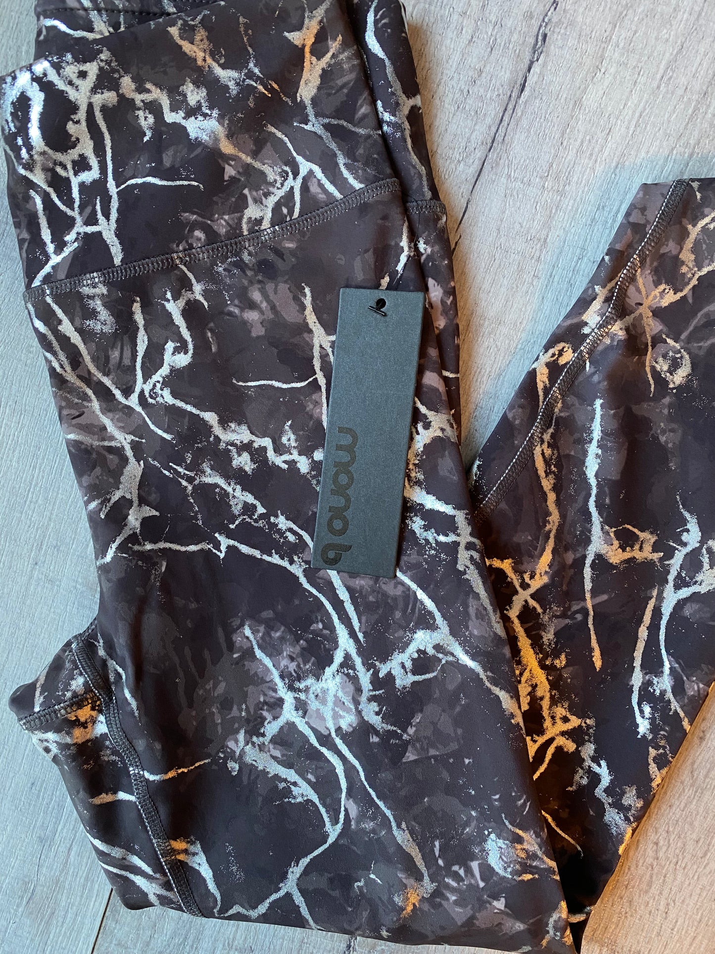 Silver Marble Swirl Mono B 4 Way Stretch Leggings