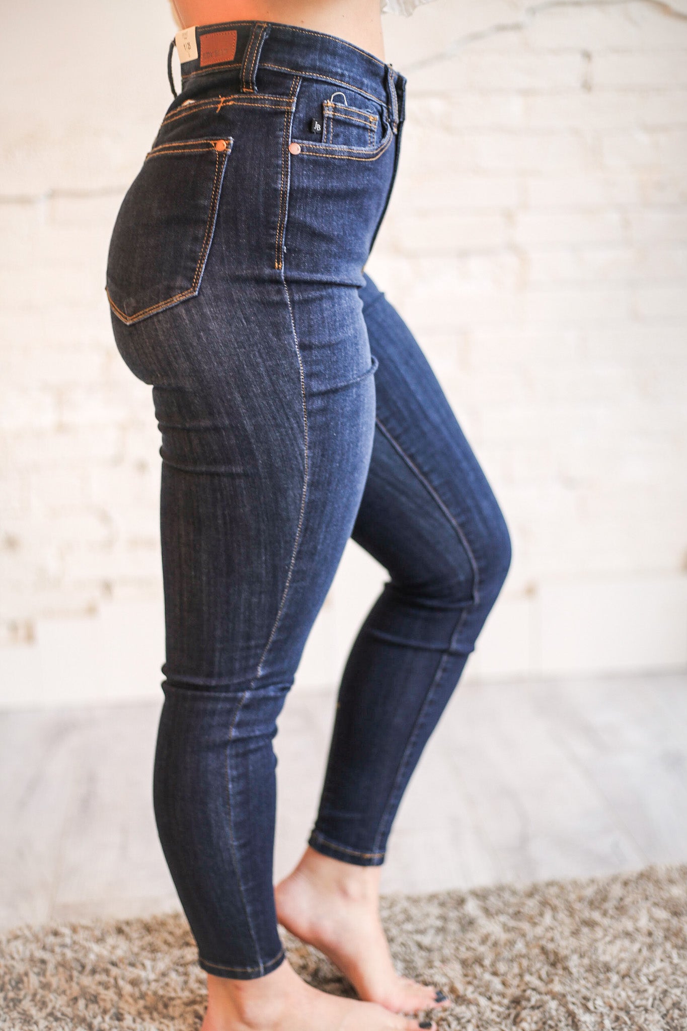 Make Me Stronger Navy Yoke Seam Skinny Judy Blue Jean